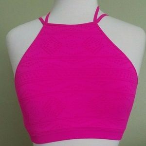 High Neck Fushia Strappy Bralette